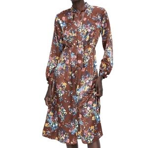 Zara brown floral midi dress 🤎💐